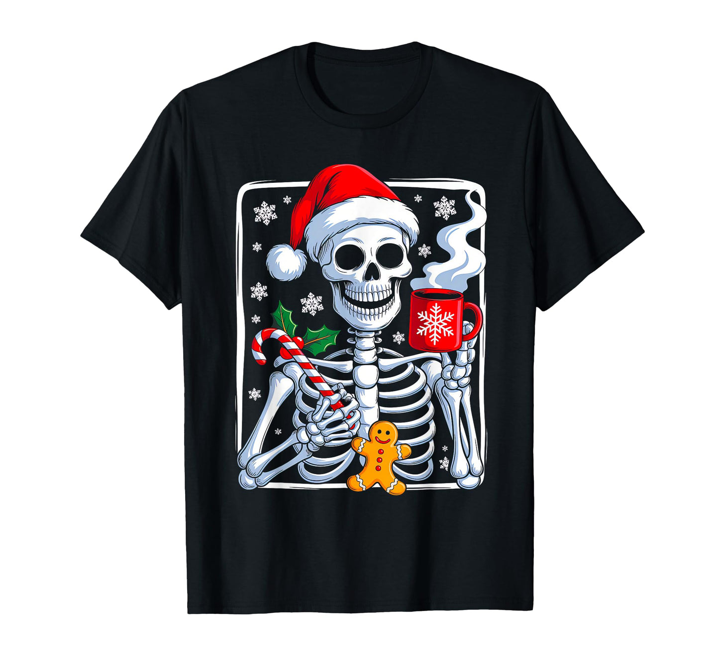 Funny Christmas Skeleton Hot Chocolate Xmas Men Women Kids T-Shirt