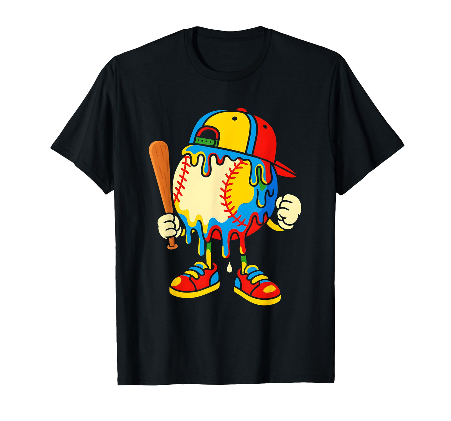 Baseball Ice Cream Drip Youth Back To school Baseball Stuff T-Shirt