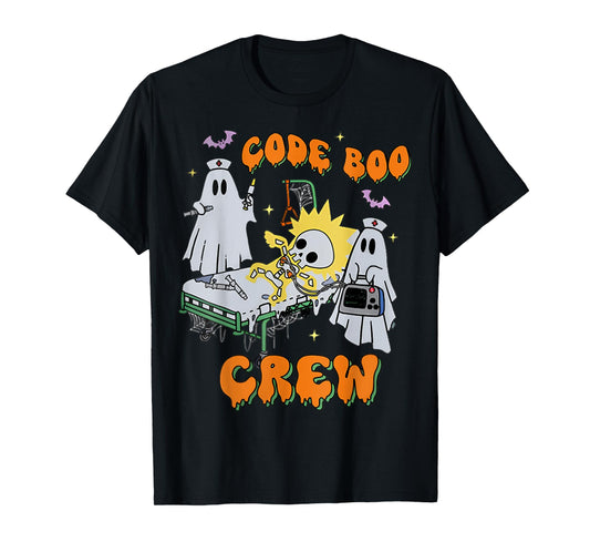 Code Boo Crew, Funny Ghost Nurse Halloween, Ghost ER Nurse T-Shirt