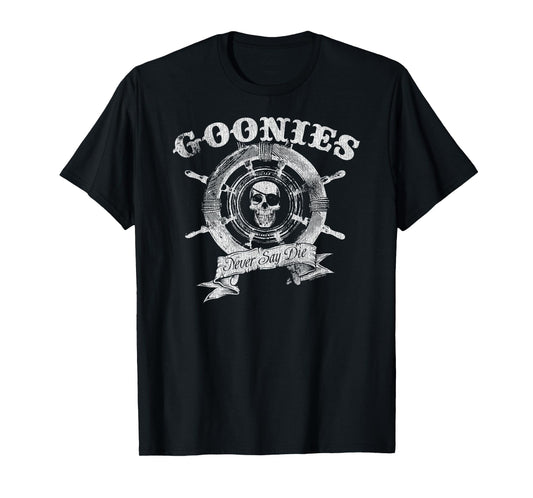 The Goonies Ship Wheel Never Say Die Vintage Movie T-Shirt