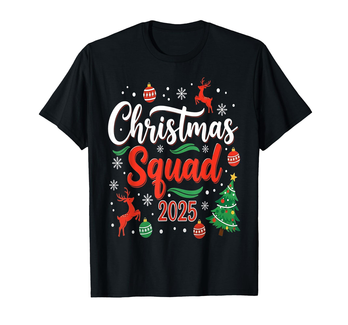 Christmas Squad 2025 Matching Holiday Family Xmas Reindeer T-Shirt