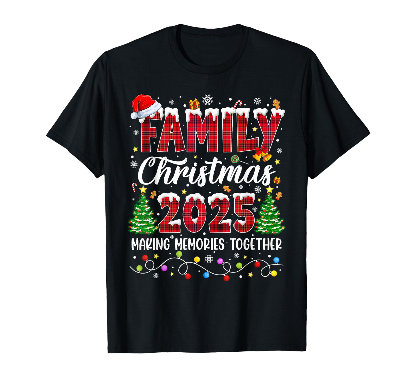 Family Christmas 2025 Matching Squad Santa Red Plaid Xmas T-Shirt