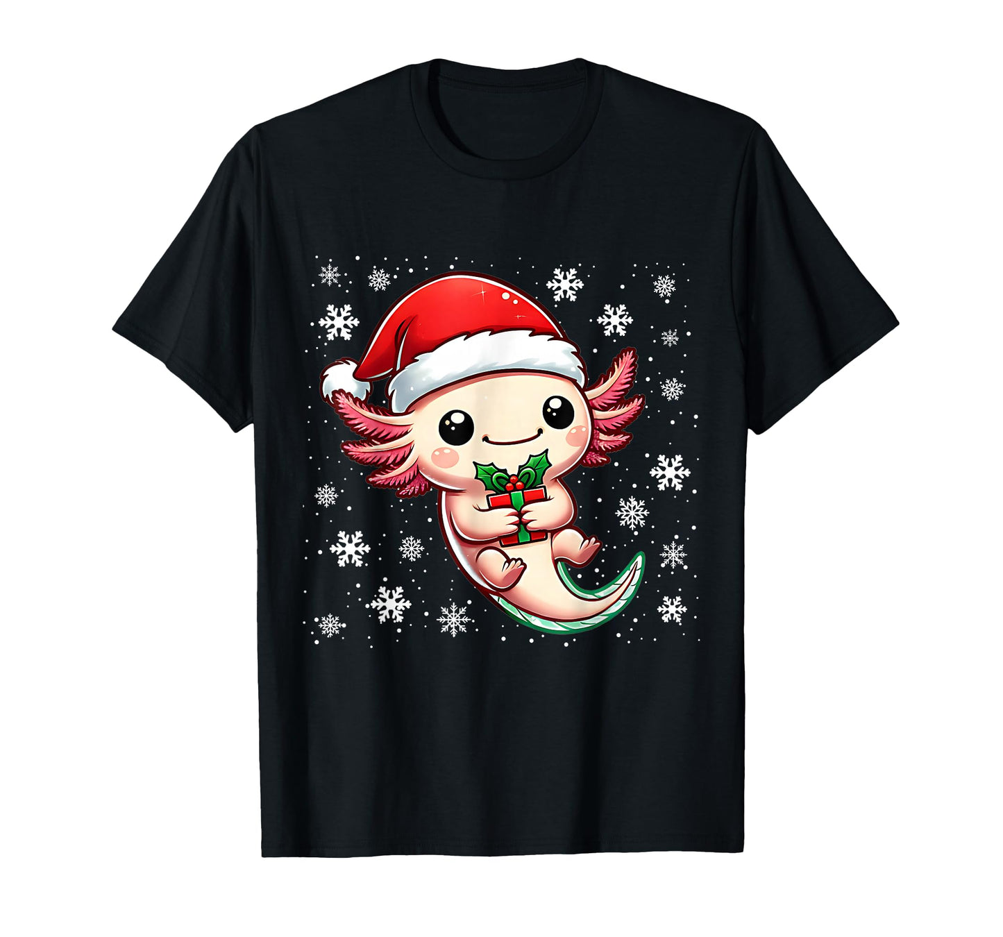 Christmas Axolotl Santa Hat Boy Girl Kids Xmas Axolotl Lover T-Shirt