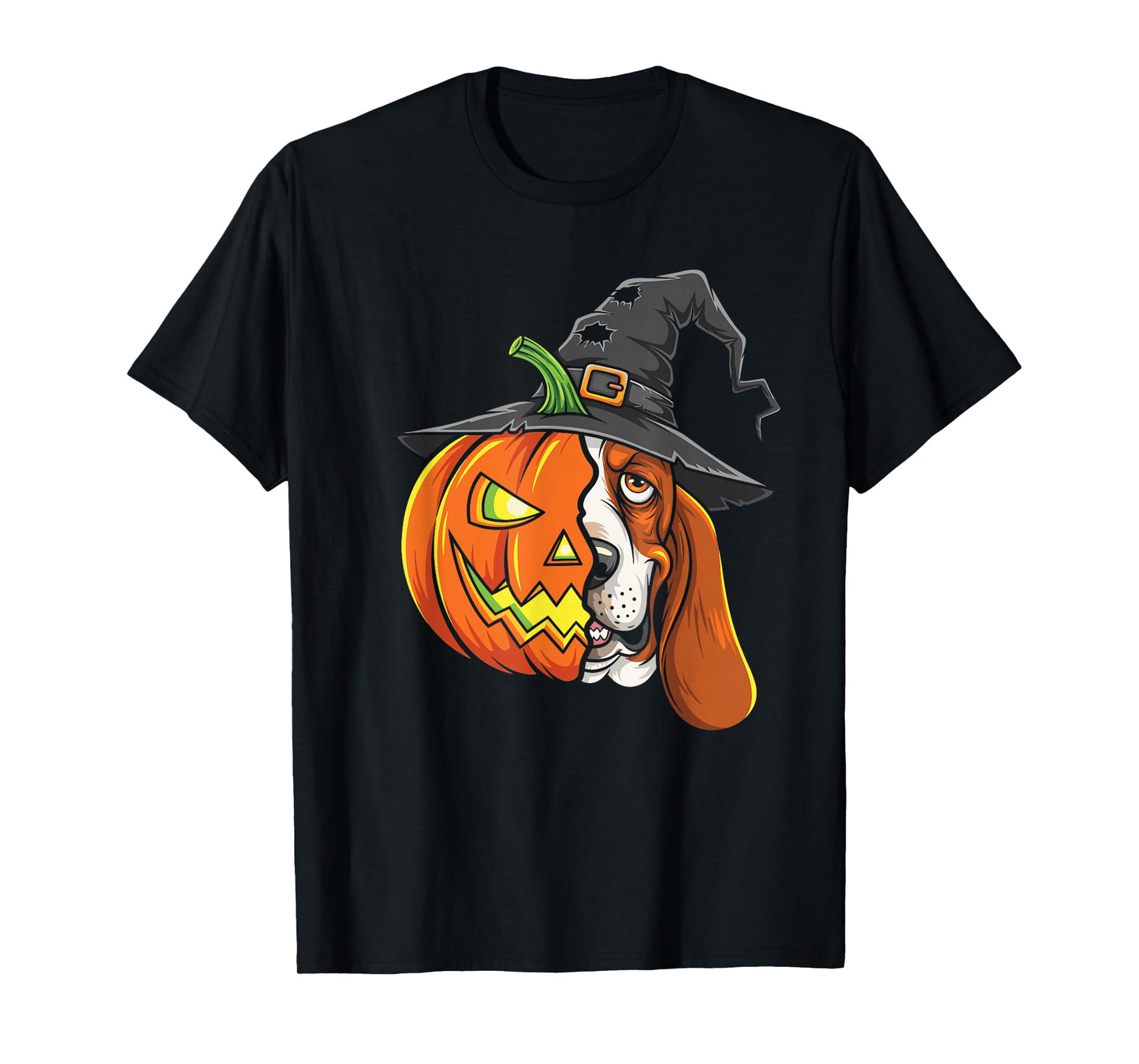 Basset Hound Pumpkin Jack O Lantern Halloween Mens Womens T-Shirt
