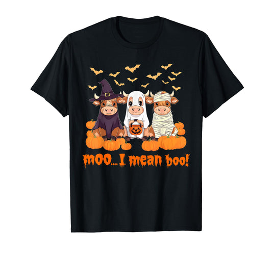 Moo I Mean Boo Spooky Heifer Halloween Bull Sheet Cow T-Shirt