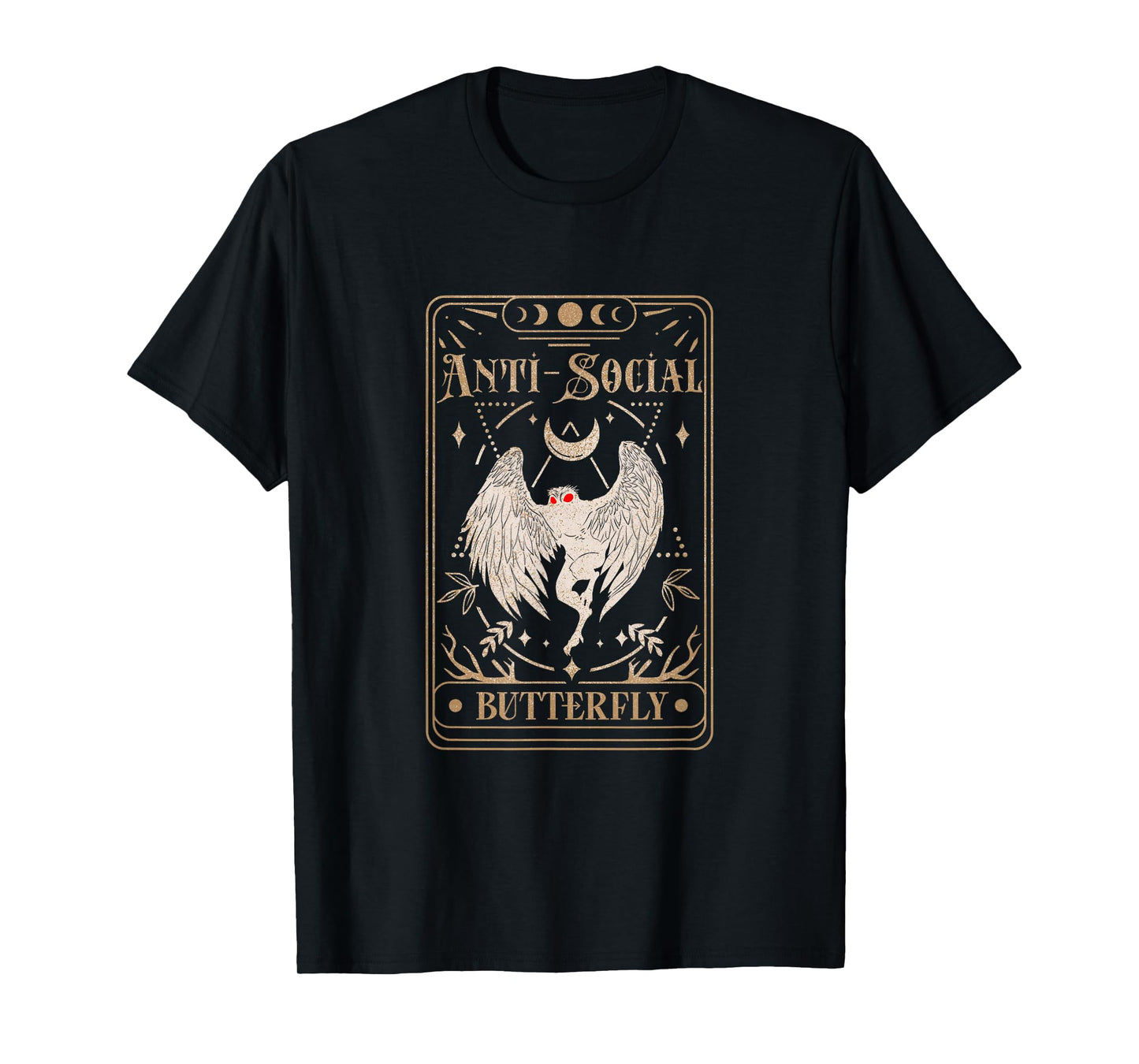 Mothman Tarot Card Antisocial Butterfly Cryptid Red Eyed T-Shirt