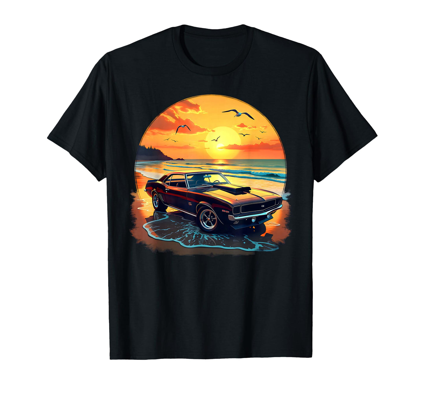 Classic Muscle Car Retro Vintage Style American Car Beach T-Shirt