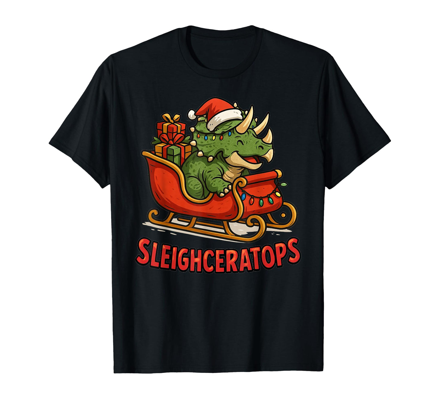 Sleighceratops Cute Ceratops Dinosaur Funny Christmas Dino T-Shirt