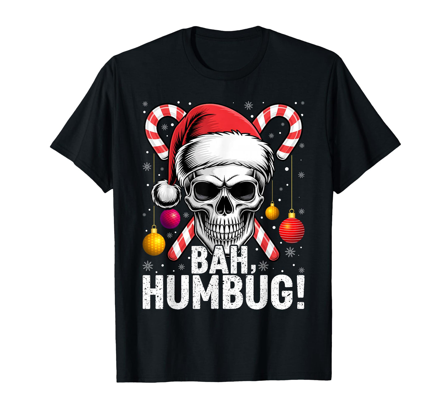 Skull Bah Humbug Christmas Funny Santa T-Shirt