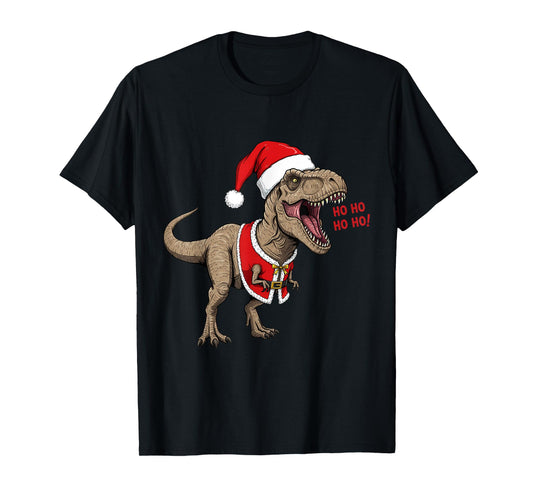 Dino Claus Christmas Fun: Roaring T-Rex Holiday Cheer T-Shirt