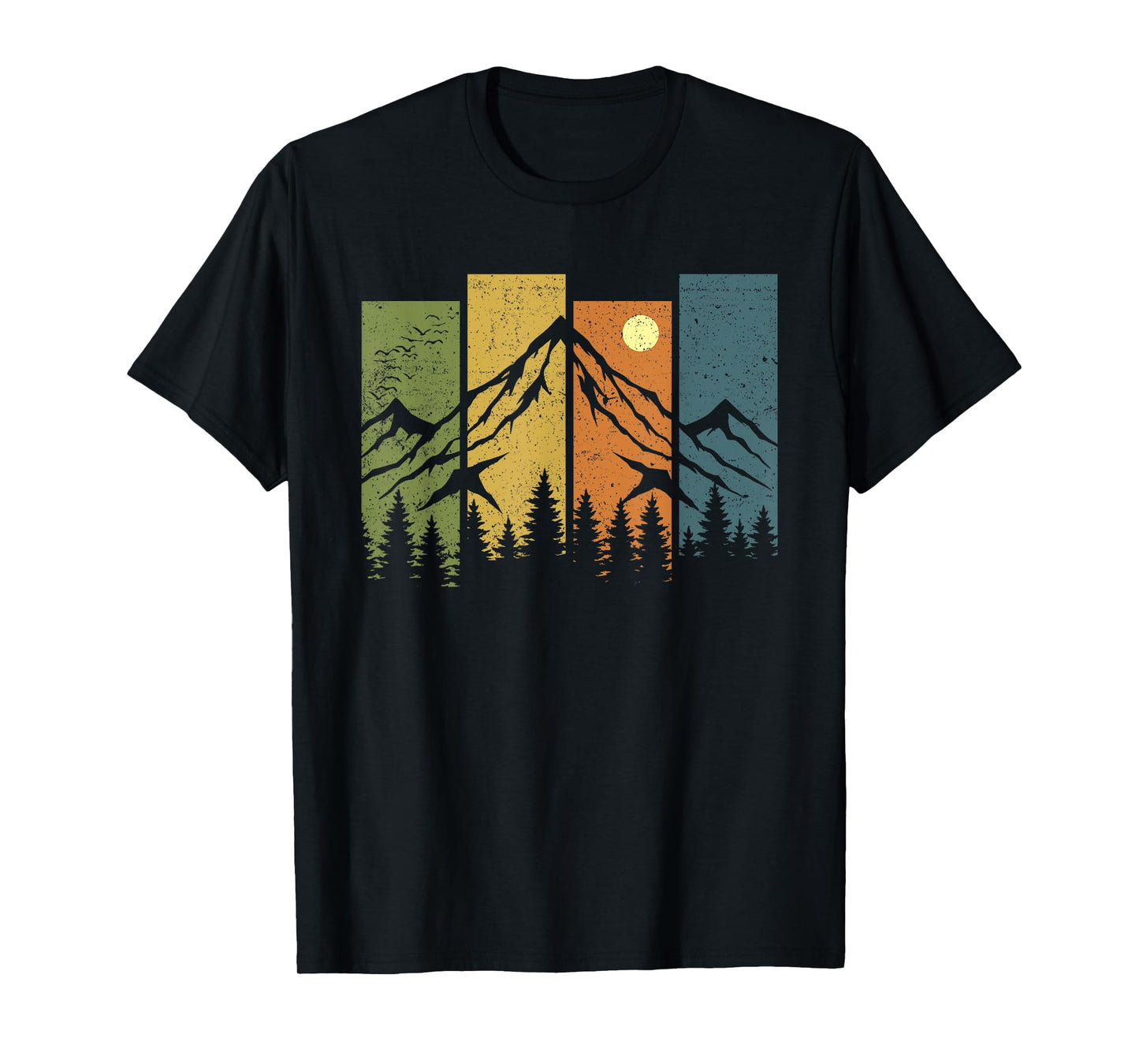 Retro Wildlife Forest Nature Trees Outdoors Mountains Hiking T-Shirt