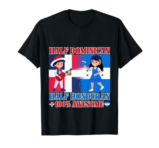 Half Honduran Half Dominican Republic Flag Toddler Girl Boy T-Shirt