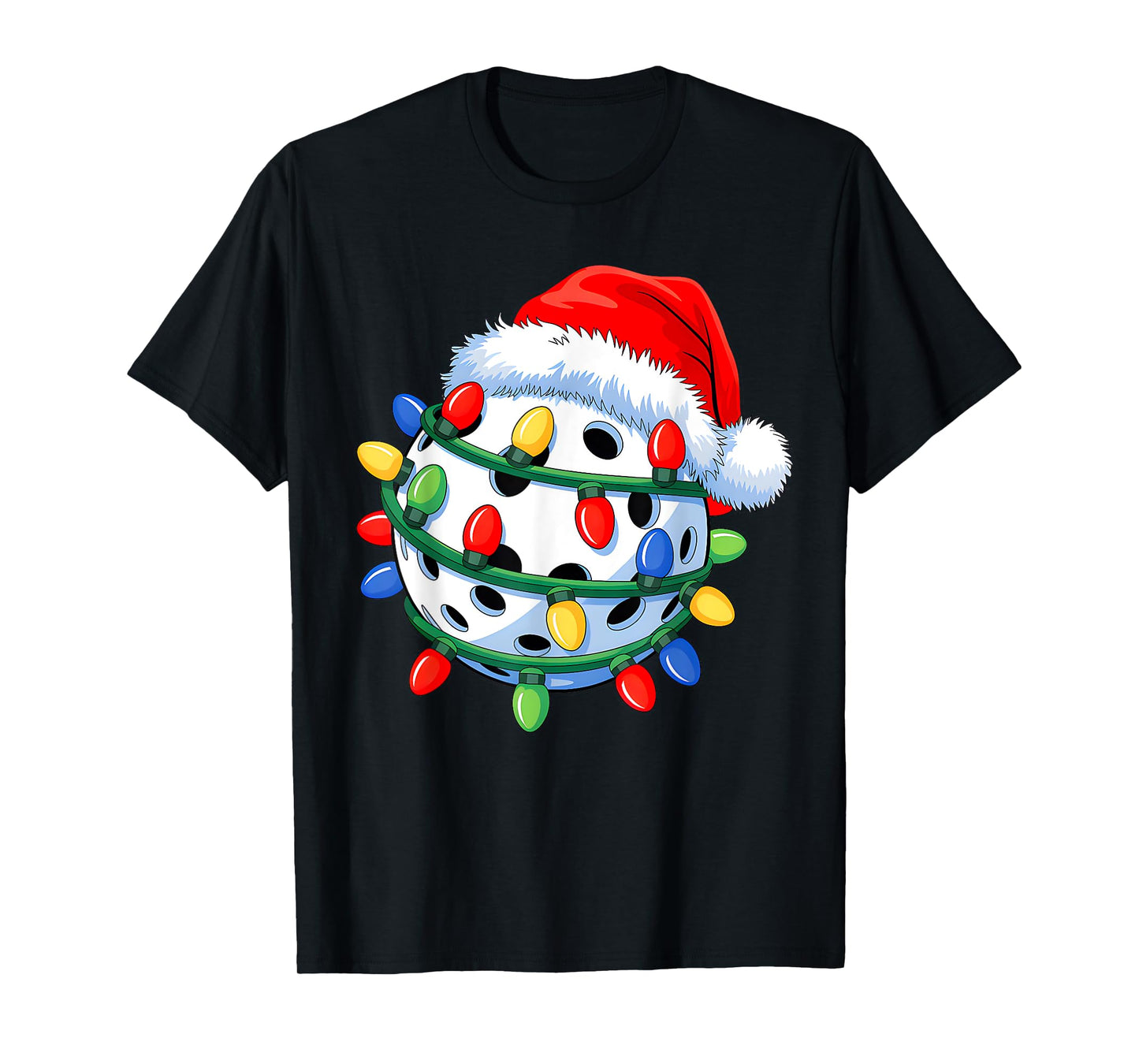 Pickleball Ball Santa Hat Christmas Pickleball Xmas Lights T-Shirt