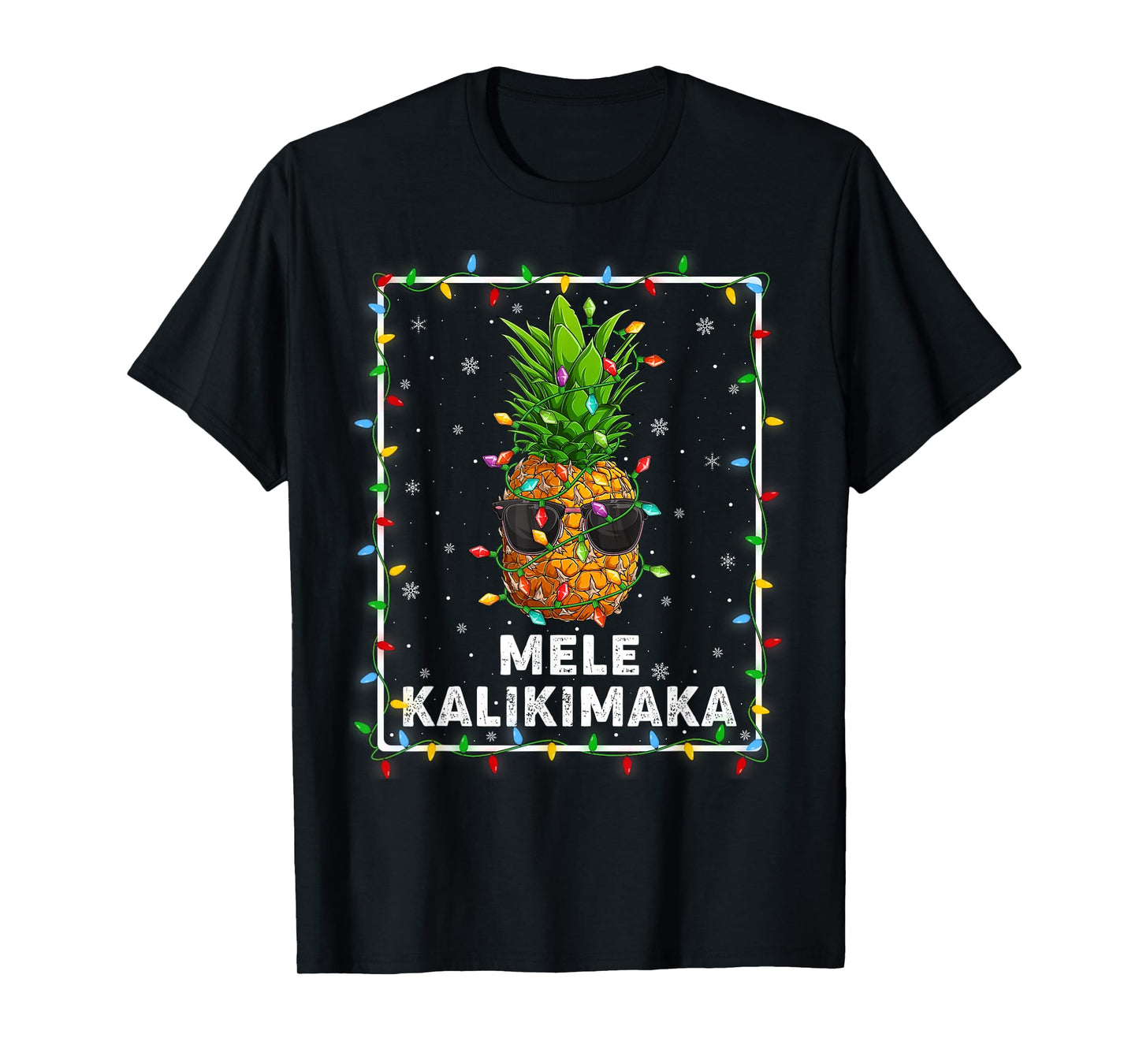 Mele Kalikimaka Pineapple Xmas Lights Hawaiian Christmas T-Shirt