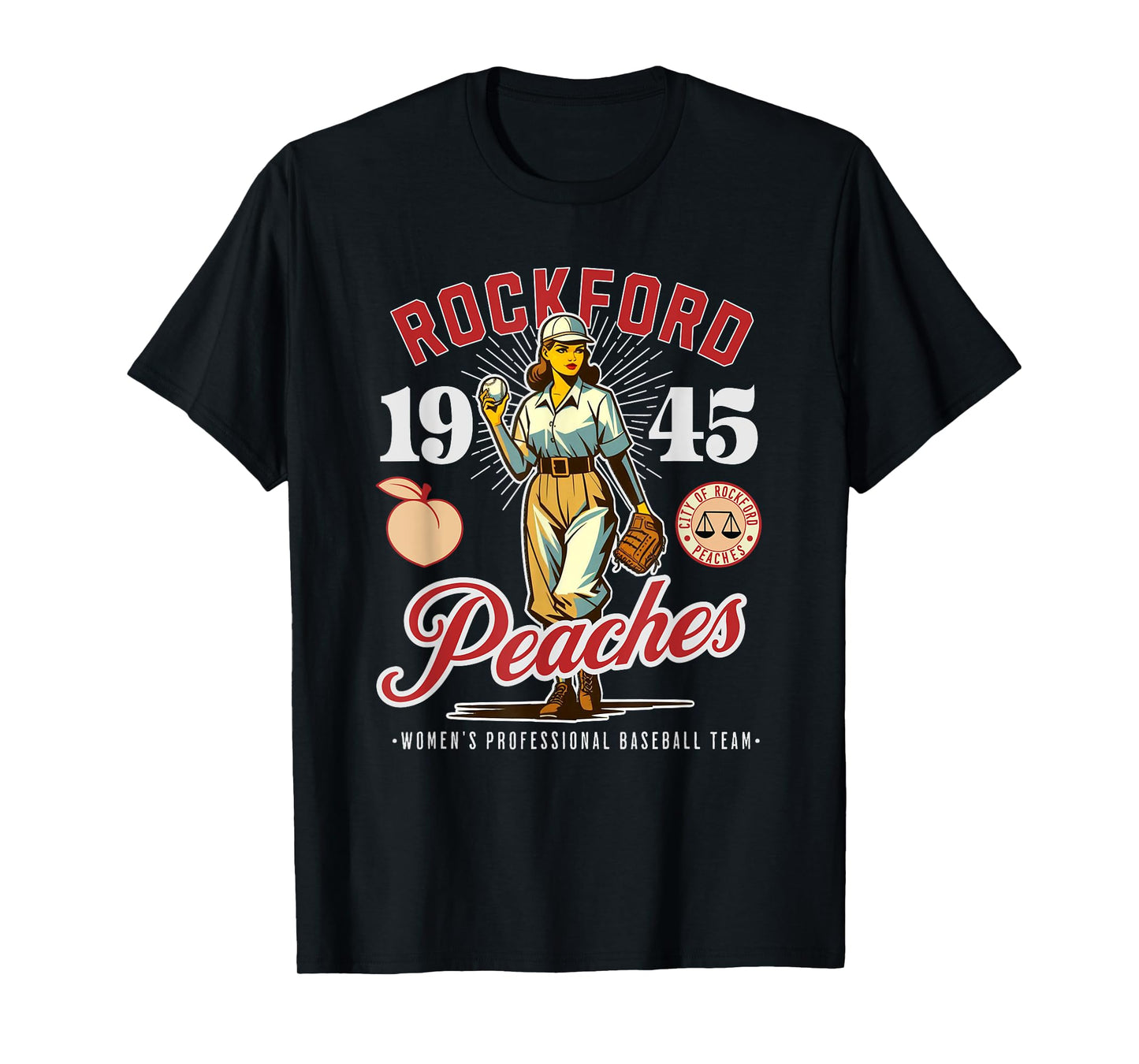 Rockford Peaches Women's Baseball Team 1945 Vintage T-Shirt