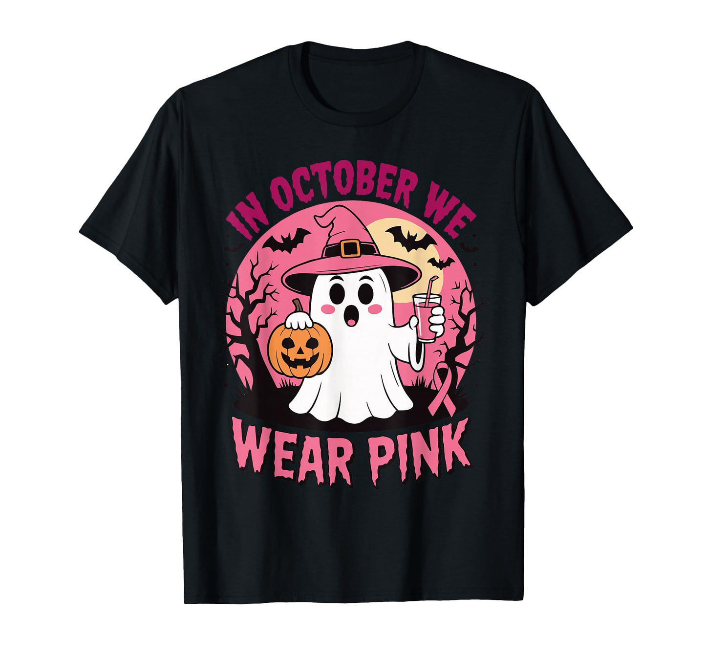 Breast Cancer in October We Wear Pink Ghost for Women T-Shirt