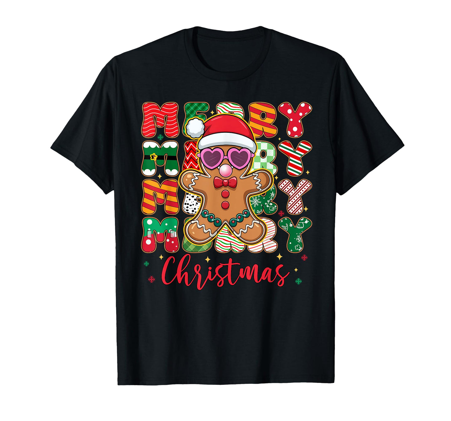 Gingerbread Blowing Bubble Gum Pink Sunglasses Christmas Kid T-Shirt