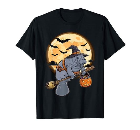 Funny Manatee Lovers Hat Pumpkin for Kids Manatee Halloween T-Shirt