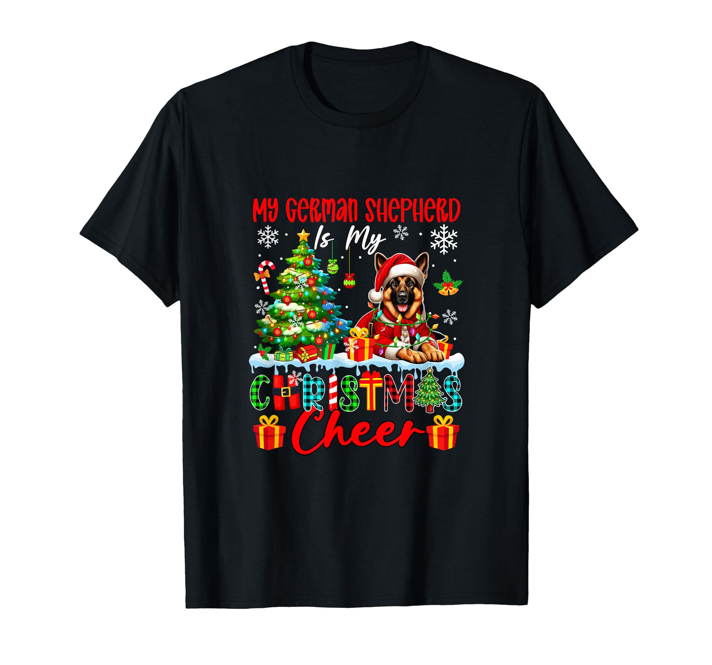 My German Shepherd is My Xmas Cheer Funny Santa Dog Owner T-Shirt