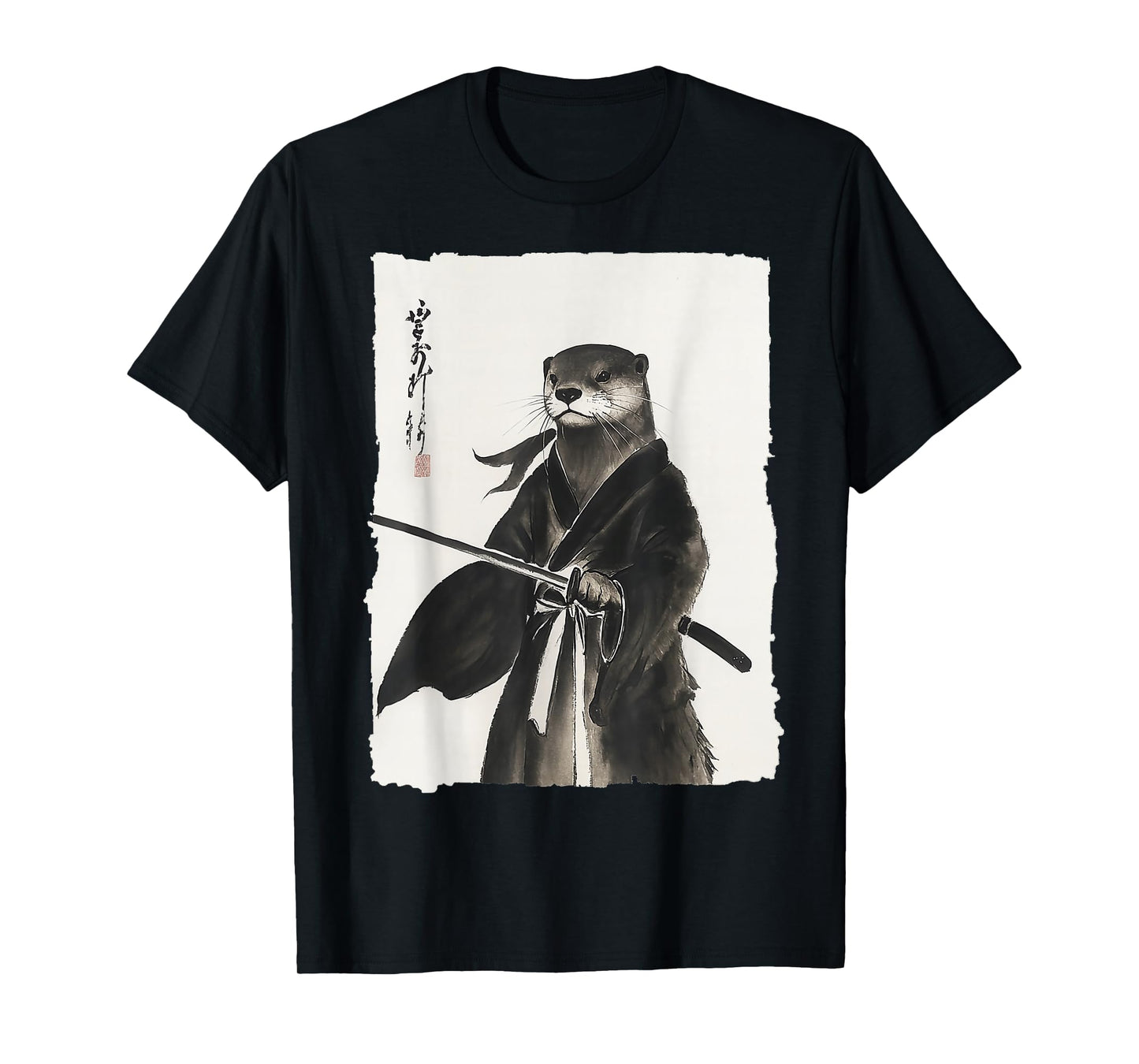 Otter Samurai Janpanese Vintage Warrior Art Anime Graphic T-Shirt