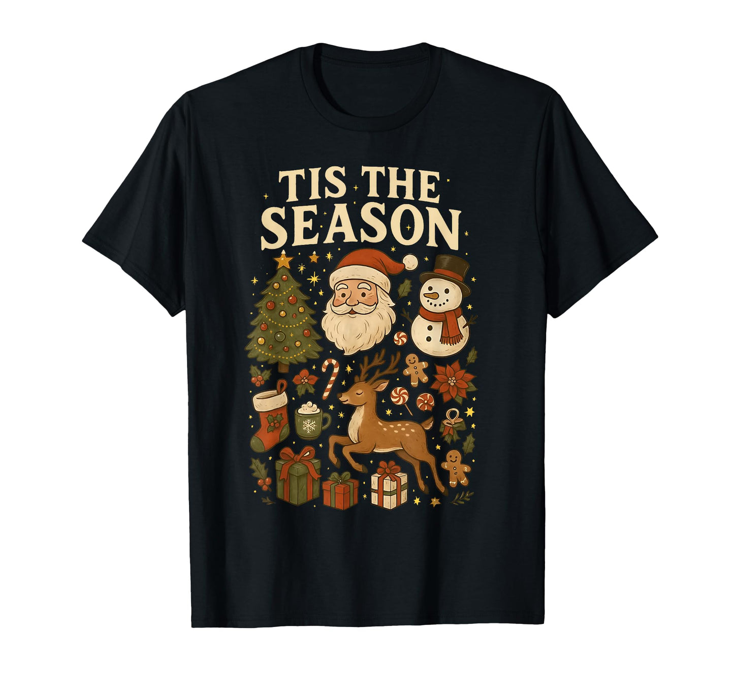 ‘Tis The Season Vintage Christmas Cute Icons Holiday Graphic T-Shirt