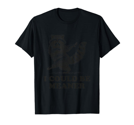 I Could Be Meaner Vintage Sarcastic Humor Funny Raccoon T-Shirt
