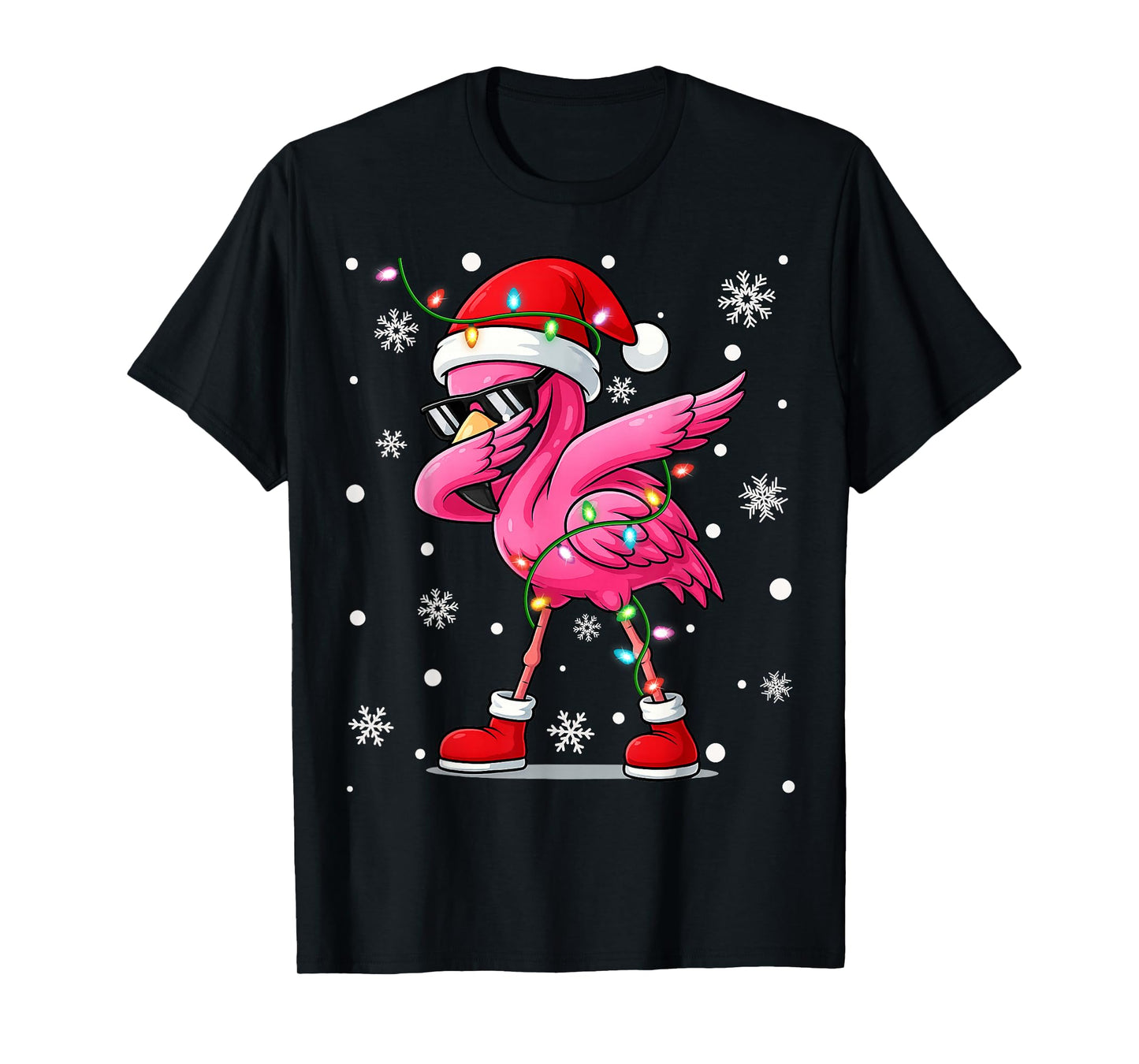 Flamingo Dabbing Christmas Squad Tee Santa Claus Xmas Gifts T-Shirt