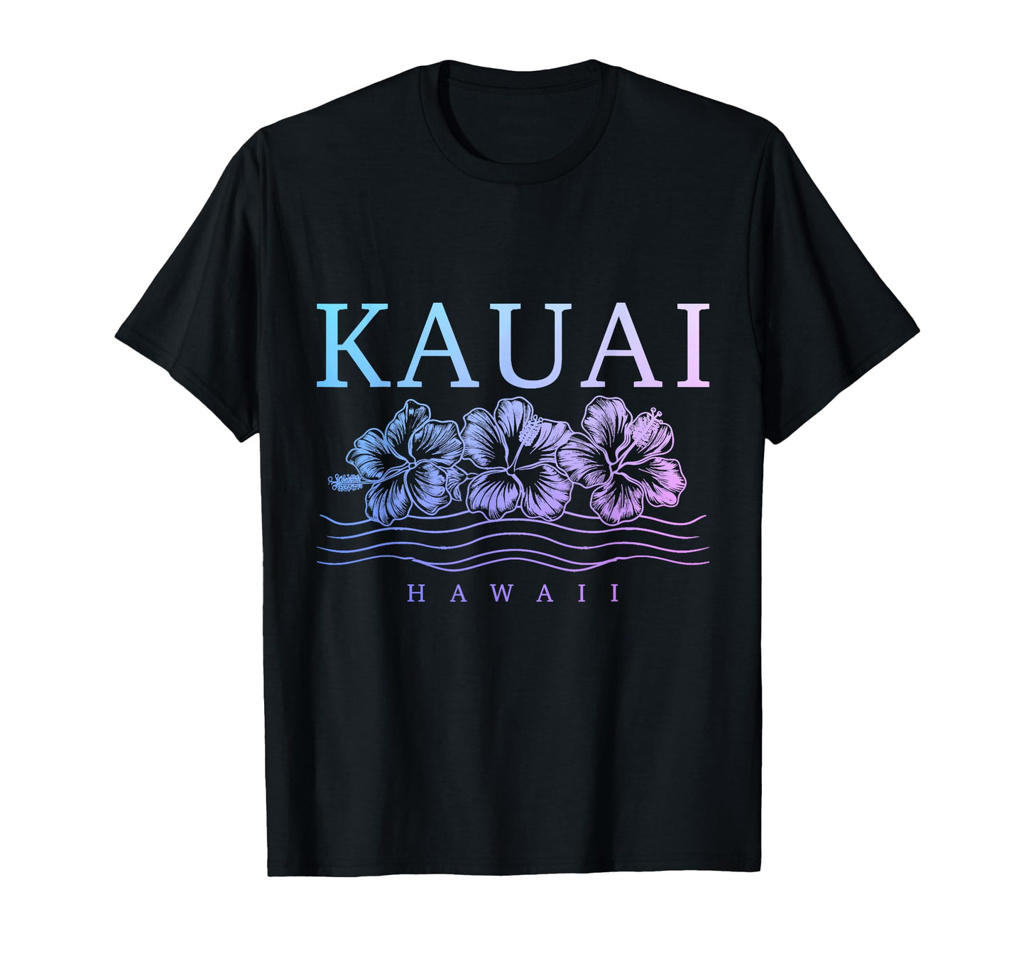 Kauai Hawaii Hawaii Hawaii Hibiscus Flowers Surfer Souvenir T-Shirt