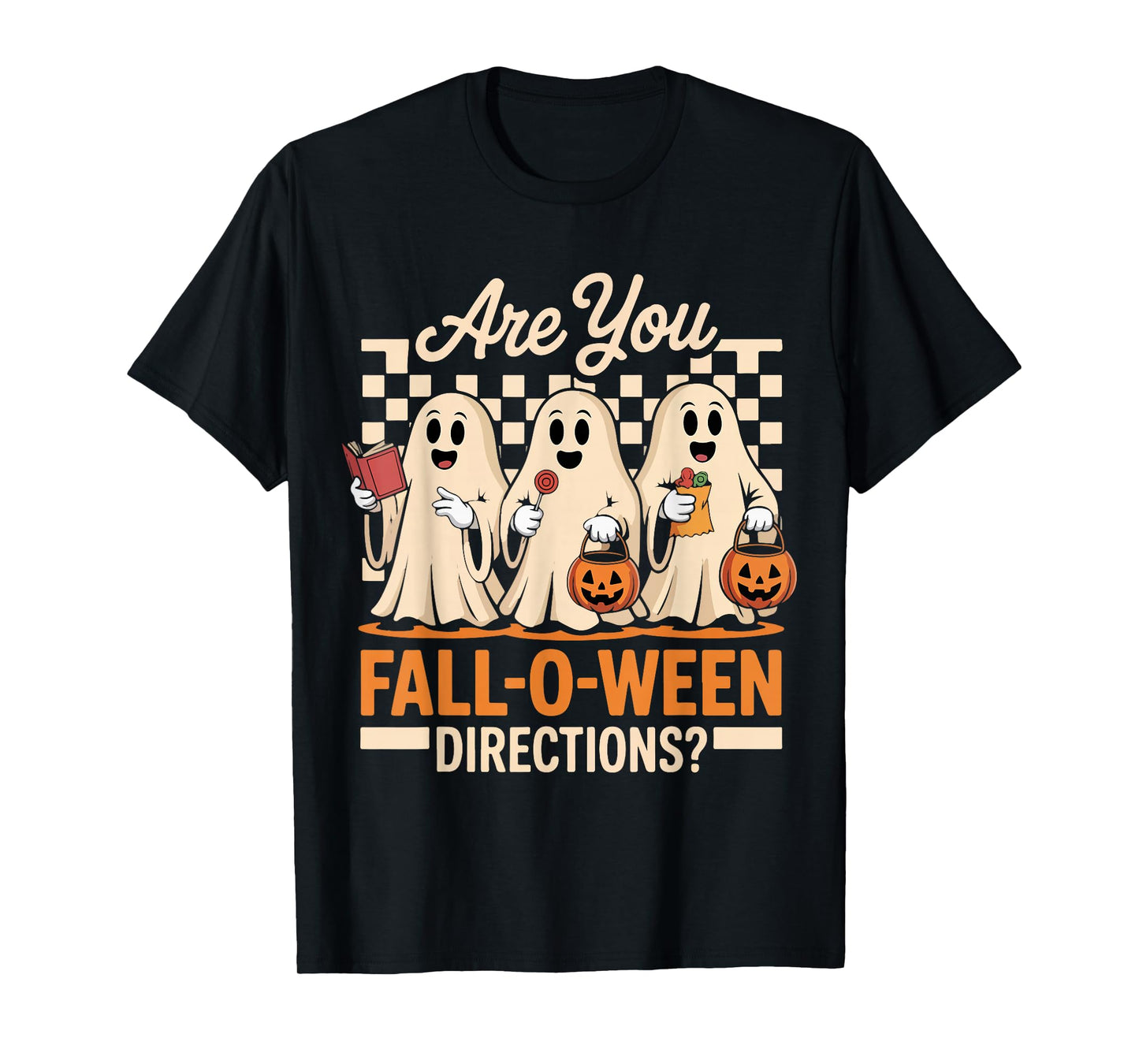 are You Fall O Ween Directions Halloween Teacher Ghost Retro T-Shirt