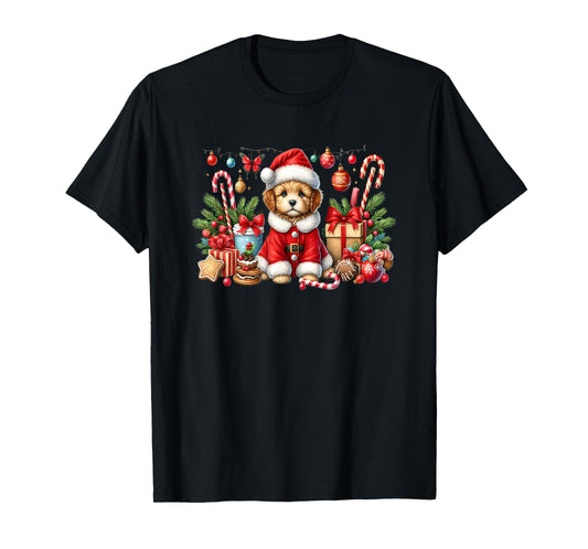 Adorable Santa Puppy Candy Canes Ornaments T-Shirt