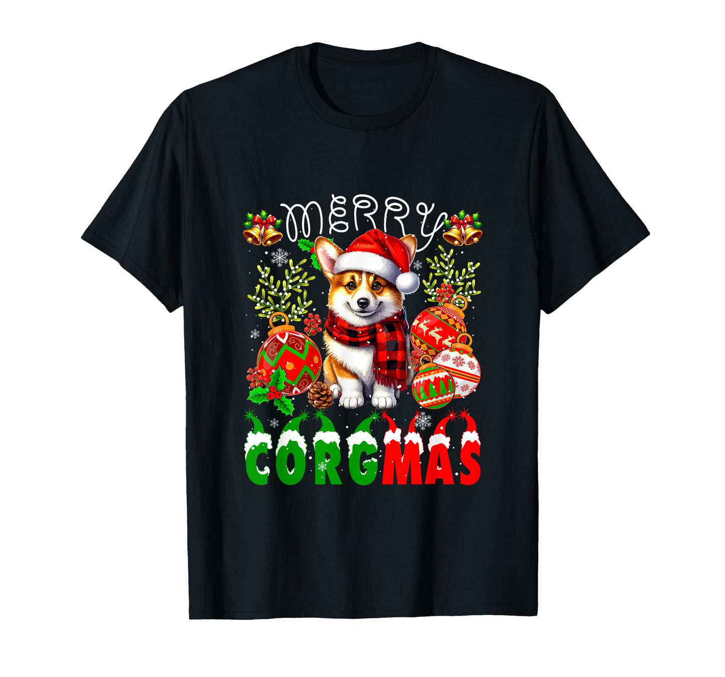 Merry Corgmas Santa Corgi Decorating Xmas Owner Family T-Shirt