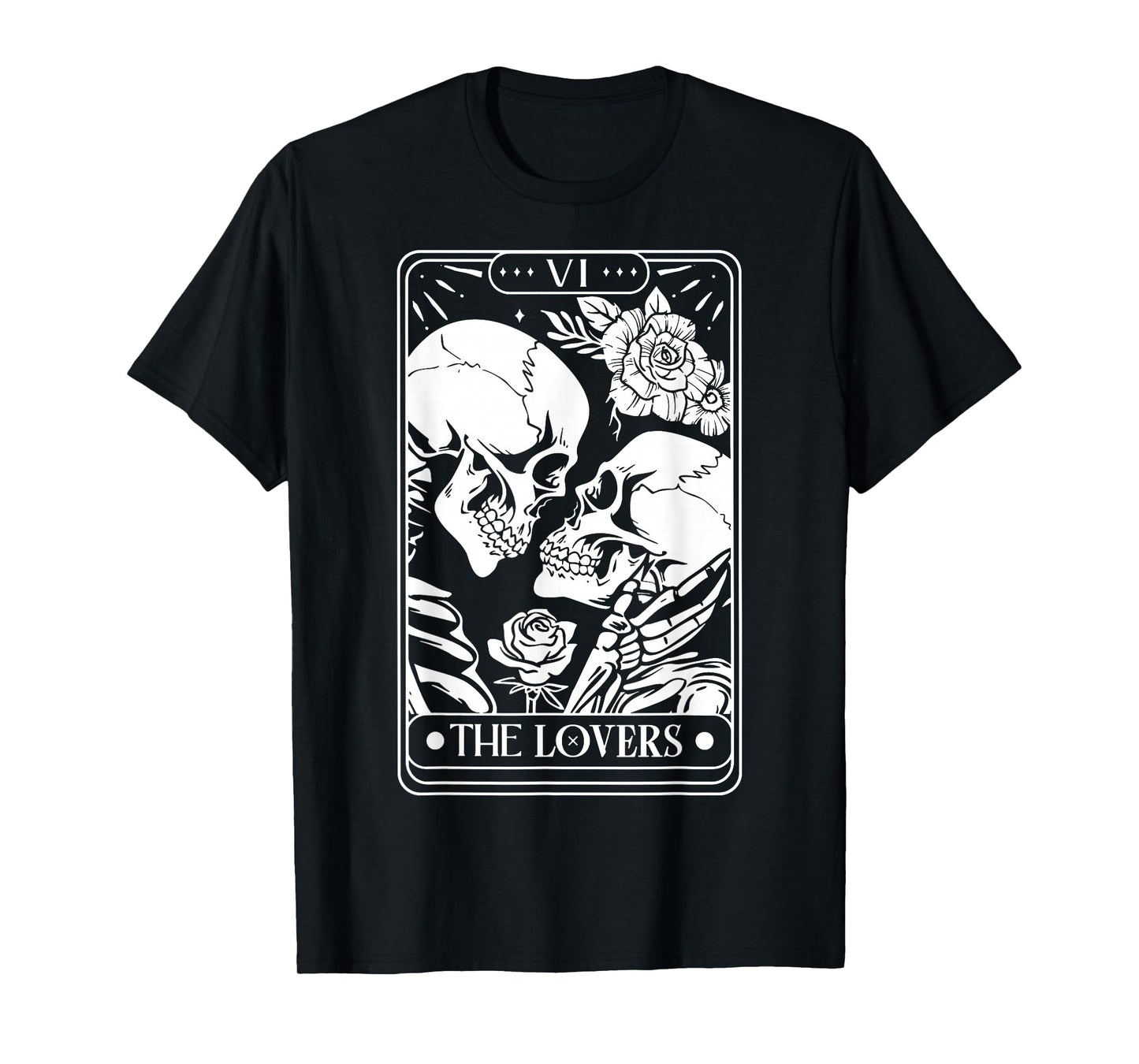 Tarot Card The Lovers Vintage Skeleton Goth Halloween Witch T-Shirt