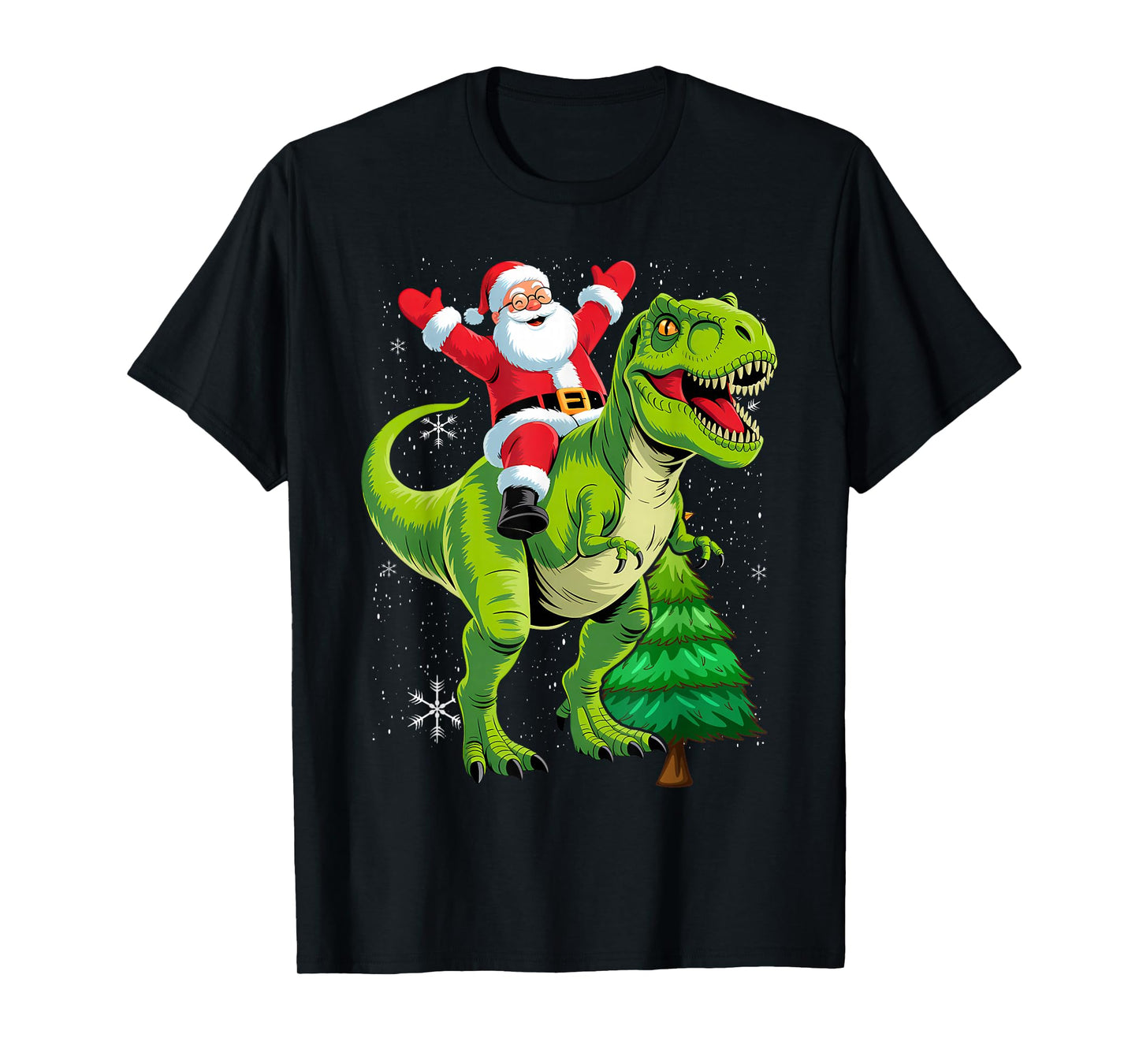 Santa T Rex Dinosaur Christmas Funny Xmas Holiday Men Boy T-Shirt