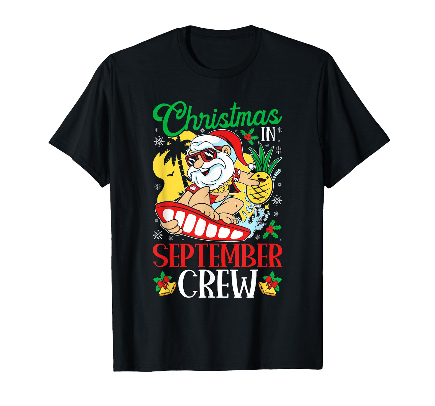 Christmas in September Crew Hawaiian Tropical Santa T-Shirt