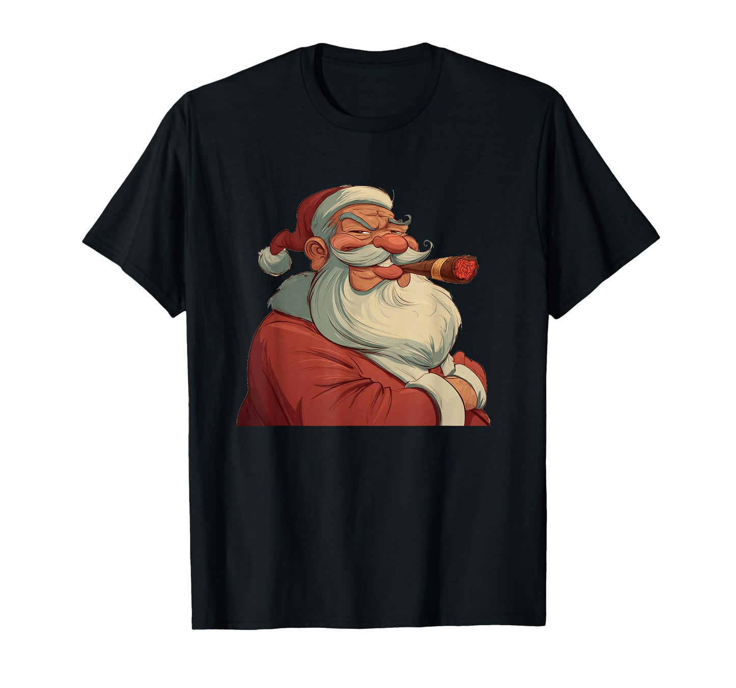 Funny Cartoon Santa Claus with Cigar Costume T-Shirt