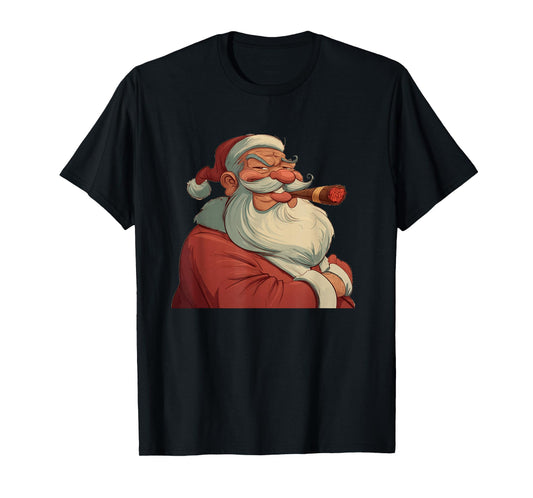 Funny Cartoon Santa Claus with Cigar Costume T-Shirt