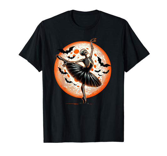 Vintage Dancing Skeleton Ballet Dance Halloween Women Girl T-Shirt