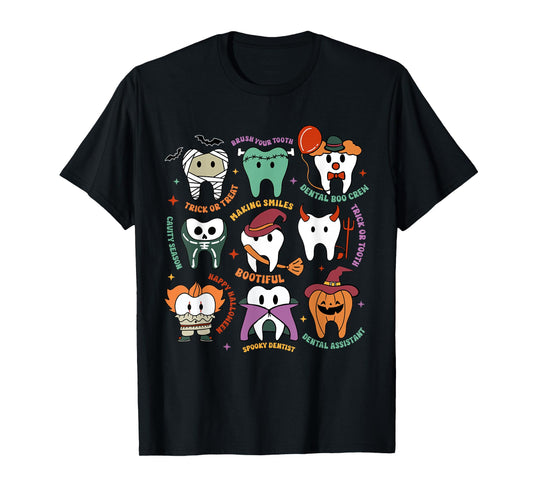Halloween Dental Boo Crew Dentist Costume Teeth Women Men T-Shirt