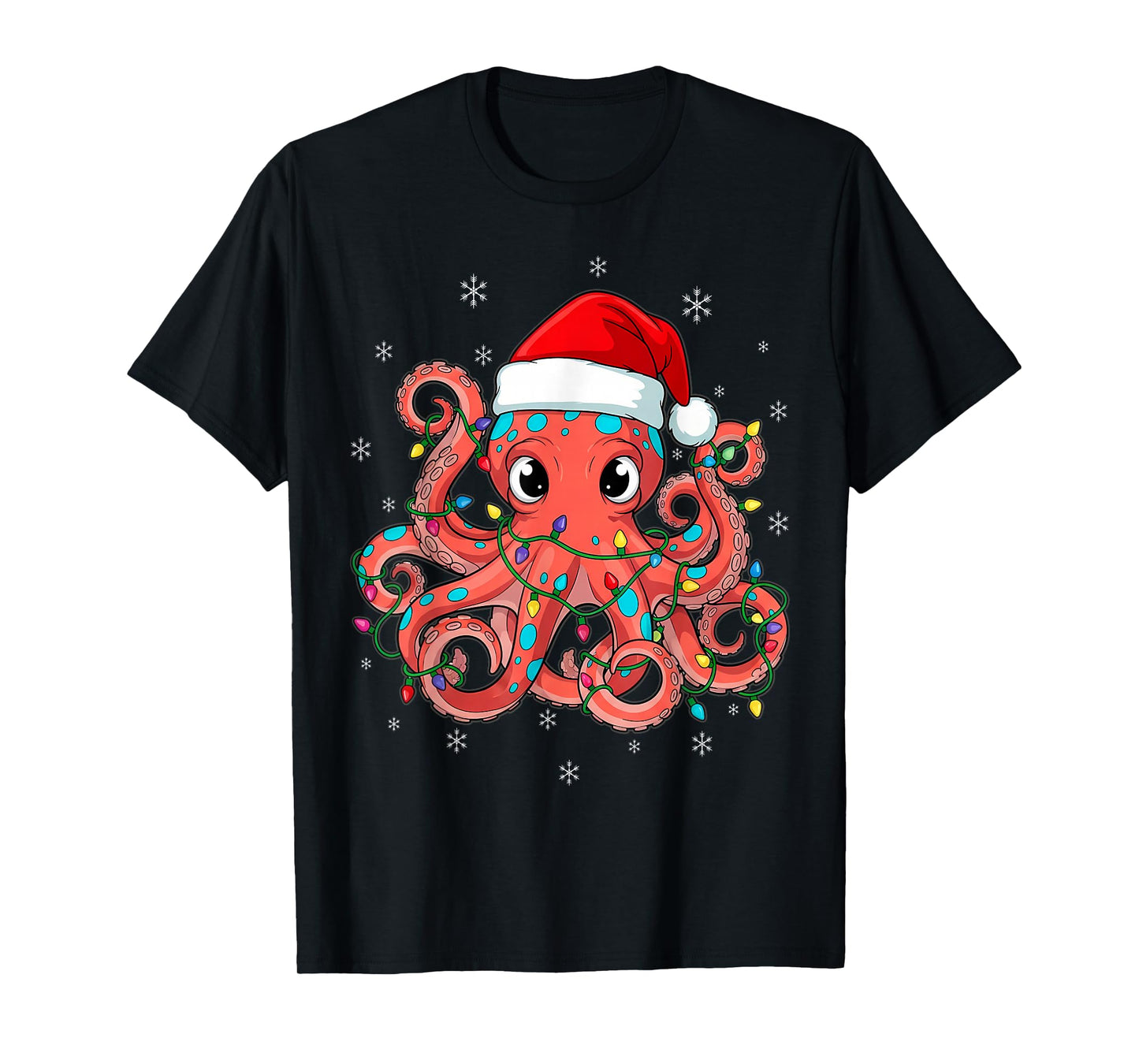 Octopus Christmas Santa Lovers Tree T-Shirt