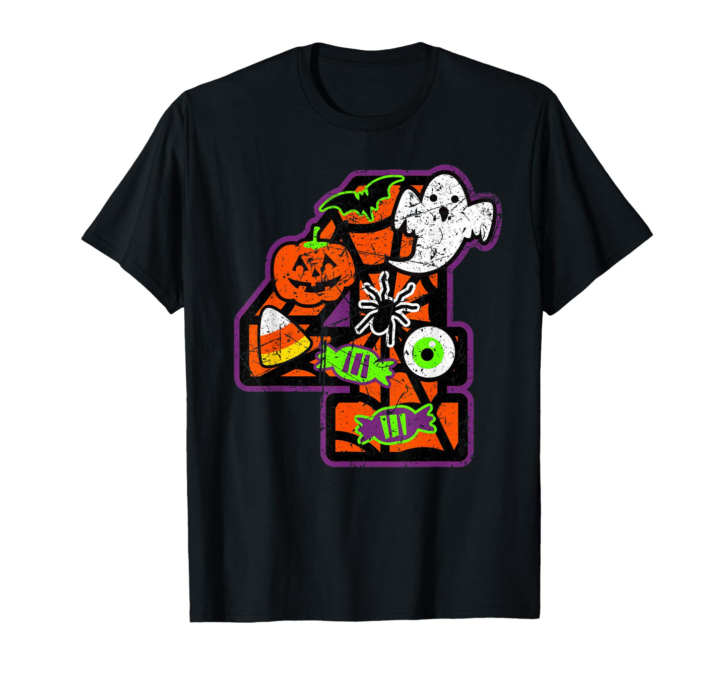 Bruh It's My 4th Birthday Halloween 4 Year Old Ghost Funny T-Shirt
