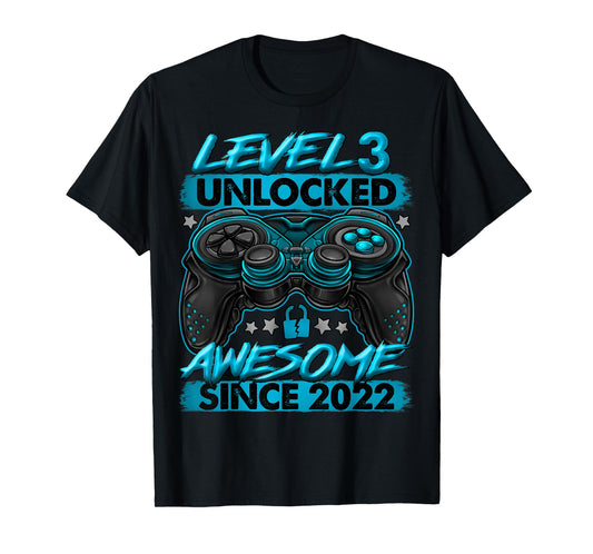 Level 3 Unlocked 3 Year Old Gifts For Boys 3rd Birthday Boy T-Shirt