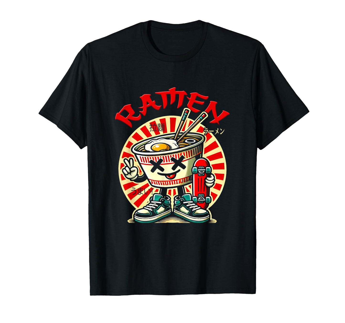 Cute Ramen Skater Tee Kawaii Anime Skateboard Lover Teens T-Shirt
