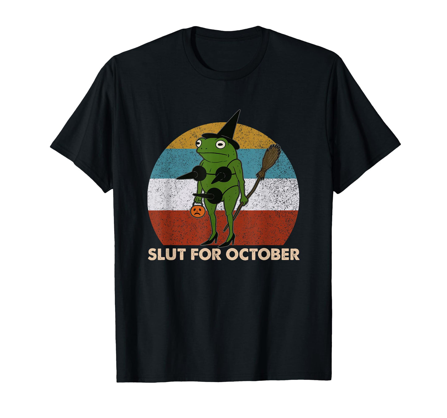 Slut for October Witchy Frog Halloween Spooky Frog Meme T-Shirt