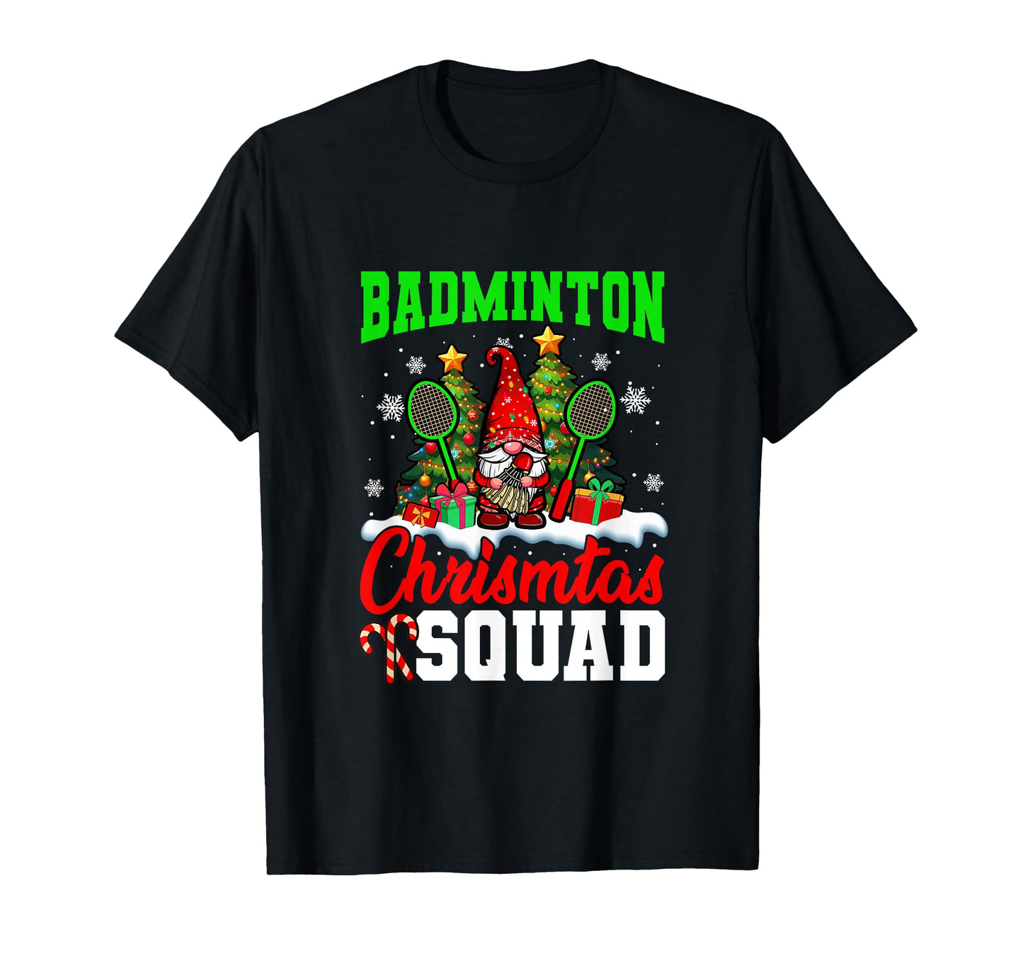Badminton Christmas Squad Player Costume Gnome Lover Kids T-Shirt