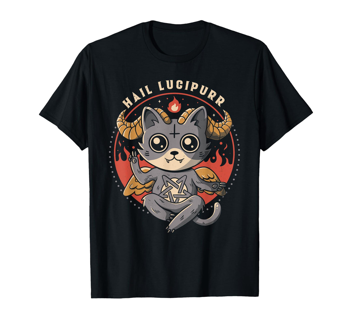 Hail Lucipurr Devil Cat Lover Pentagram Satan Cute Baphomet T-Shirt for Men Women