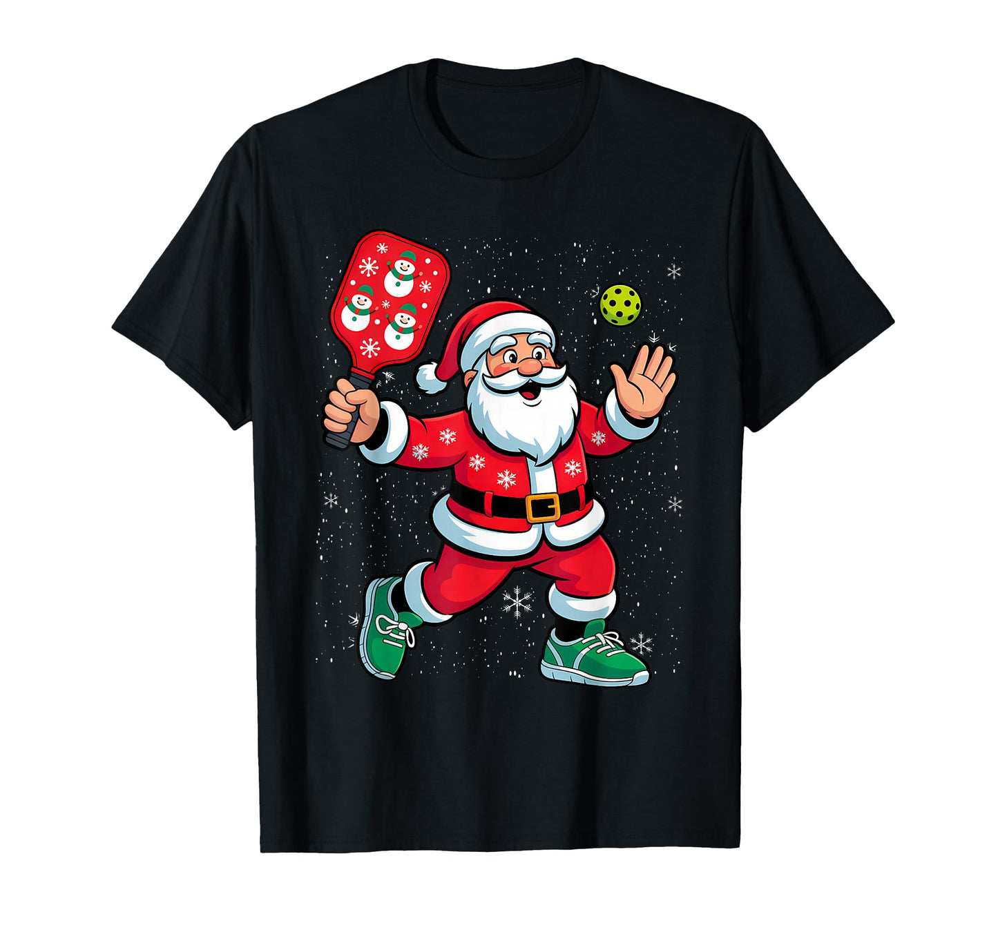 Smilemoretees Funny Santa Claus Playing Pickleball Christmas T-Shirt