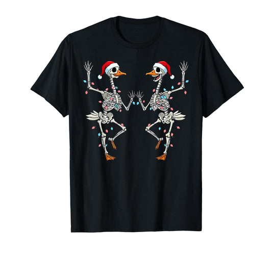 Dancing Skeleton Christmas Goose Ballerina Ballet Dancer T-Shirt
