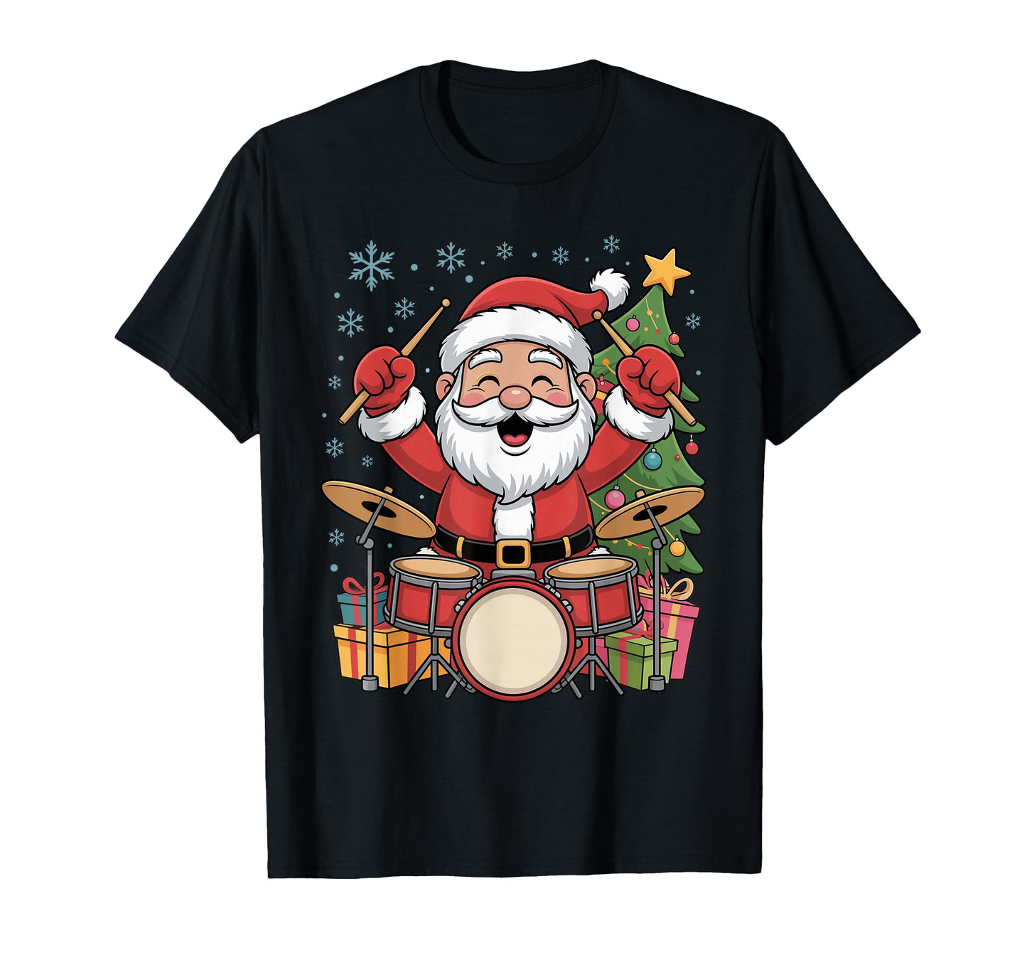 Funny Santa Christmas Design Drums Holiday Xmas Pajama T-Shirt