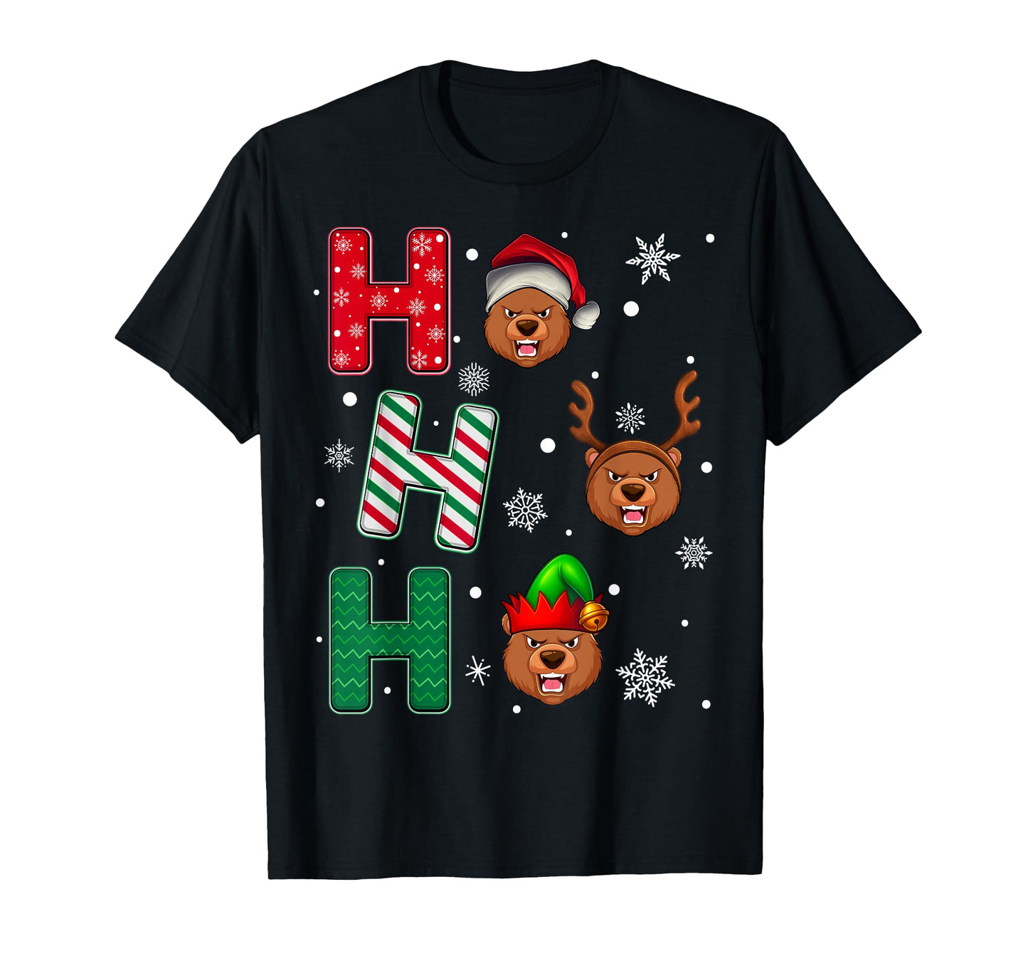 Ho Ho Ho Bear Animal Christmas Santa Elf Xmas T-Shirt