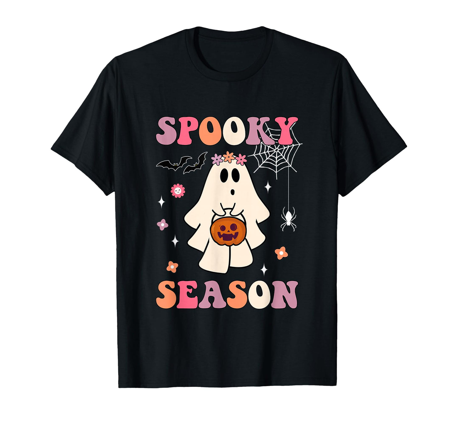 Groovy Halloween Funny Cute Ghost Spooky Season Women Girls T-Shirt